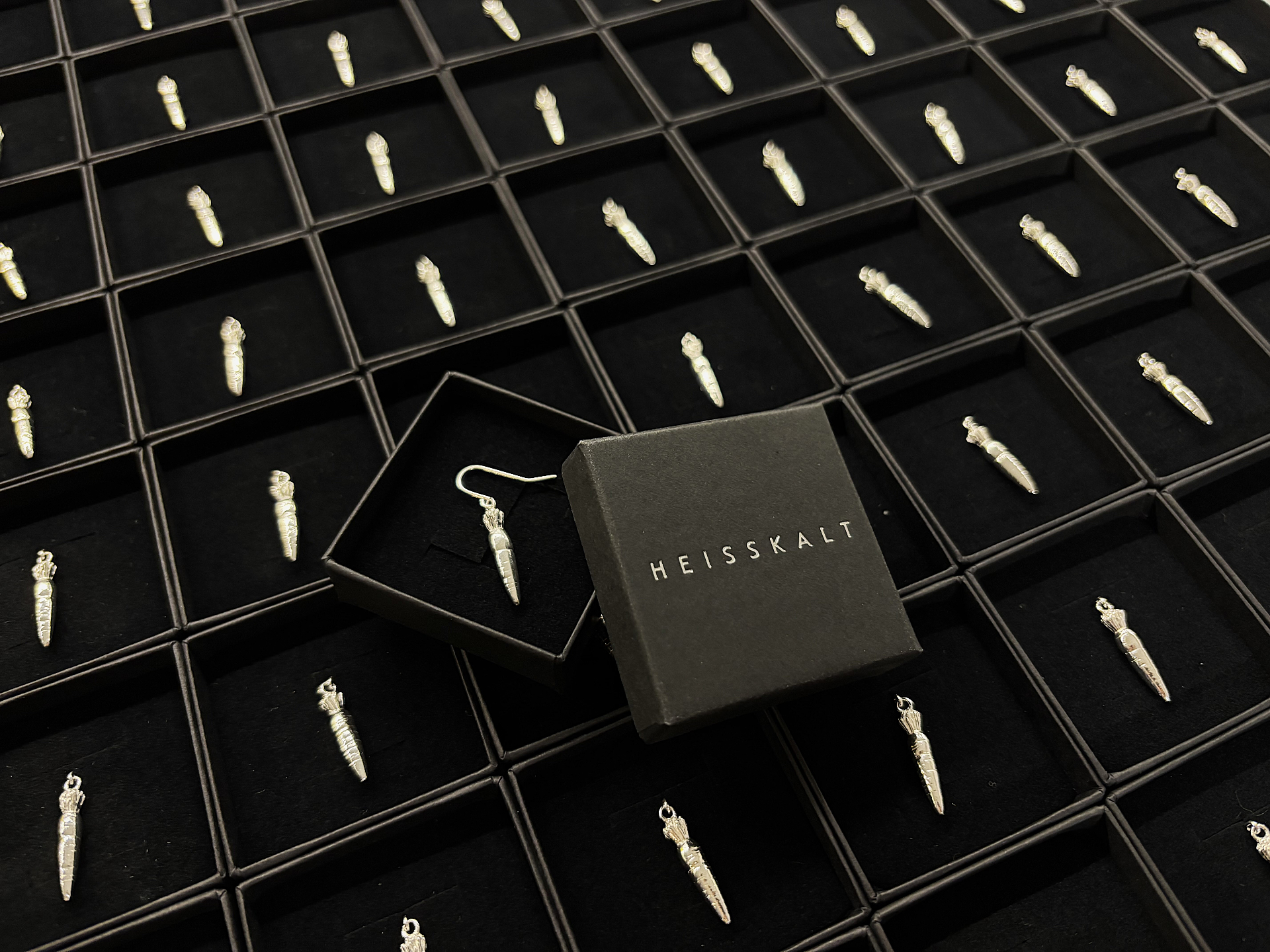 Heisskalt series pendants in packaging